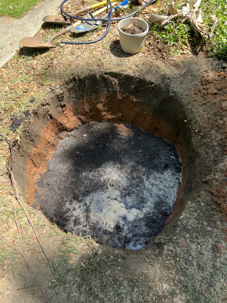Ground opened after stump and root removal work