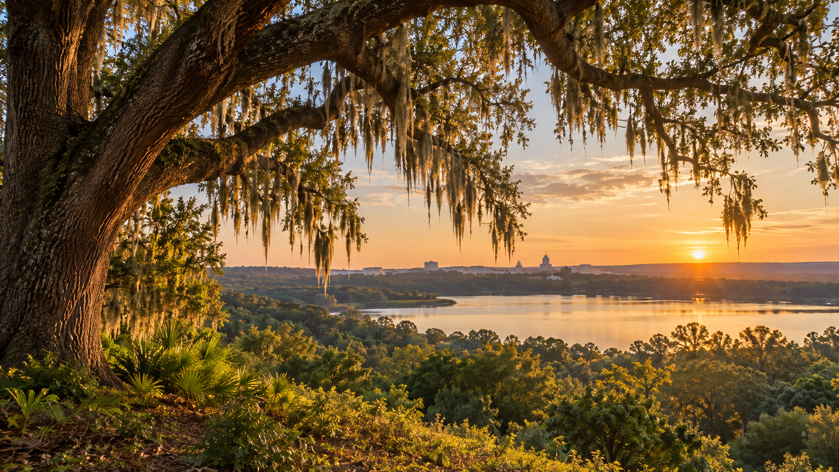 Tallahassee skyline and green tree canopy