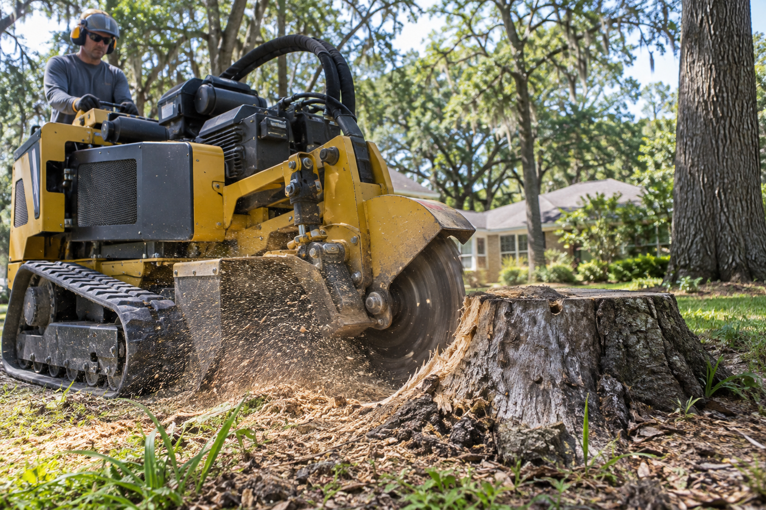Professional stump grinding on a North Florida property