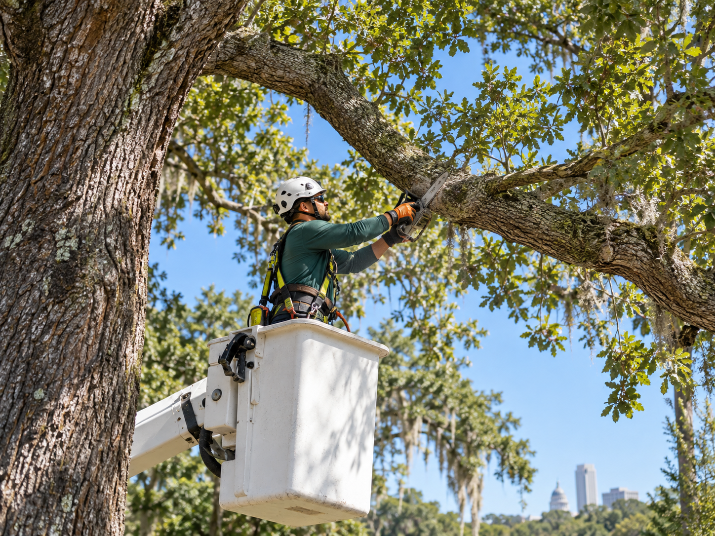 Arborist completing professional tree removal work